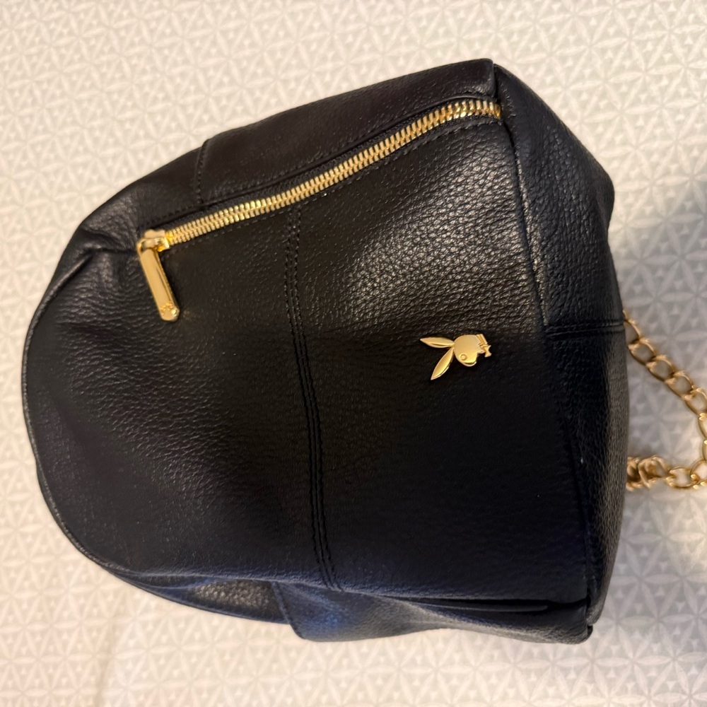 PLAYBOY Black Backpack with Gold Accents